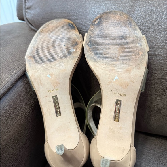 Women's Size 7.5 Louise et cie 3" Heels - Tan Strappy with heel zipper - Picture 4 of 6